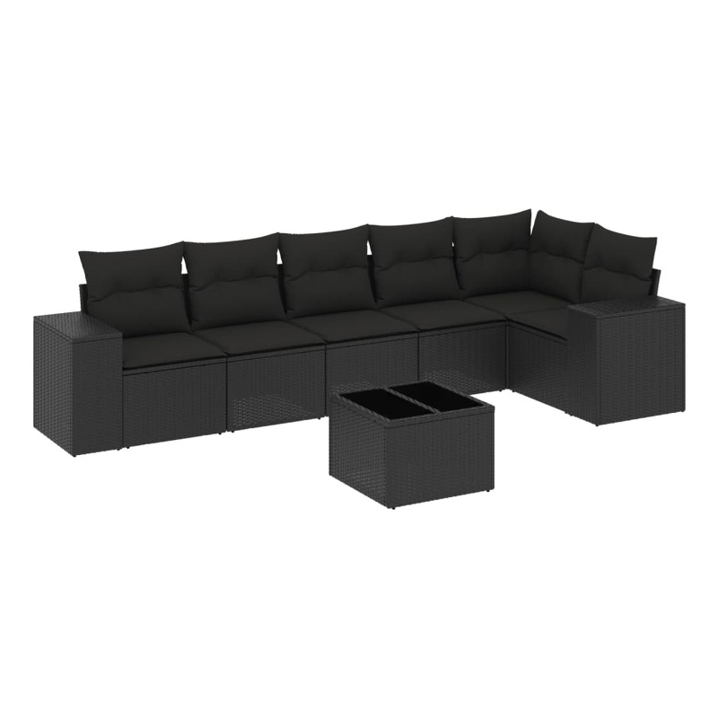 vidaXL 7 Piece Steel Sofa Set in Black