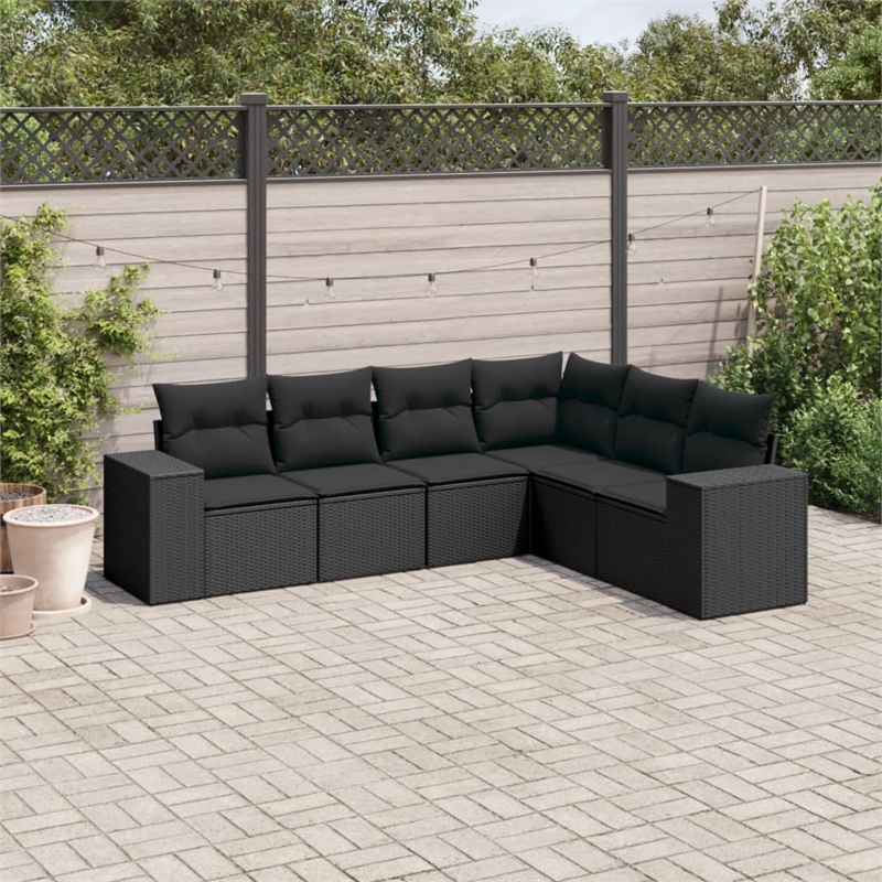 vidaXL 6 Piece Poly Rattan Sofa Set in Black