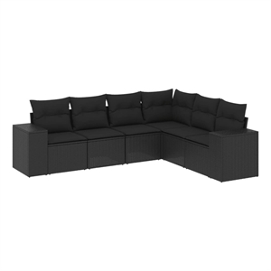 vidaXL 6 Piece Poly Rattan Sofa Set in Black