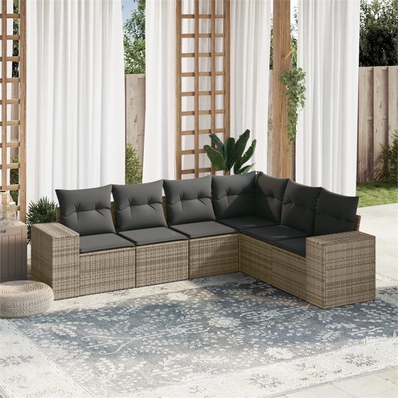 vidaXL Poly Rattan Sofa Set in Gray