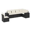 vidaXL Steel Sofa Set in Black/White/Cream