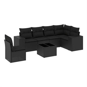 vidaXL 7 Piece Poly Rattan Sofa Set in Black