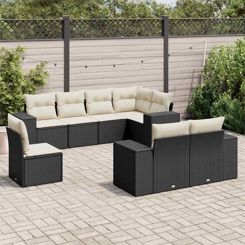 vidaXL 8 Piece Poly Rattan Sofa Set in Beige/Black
