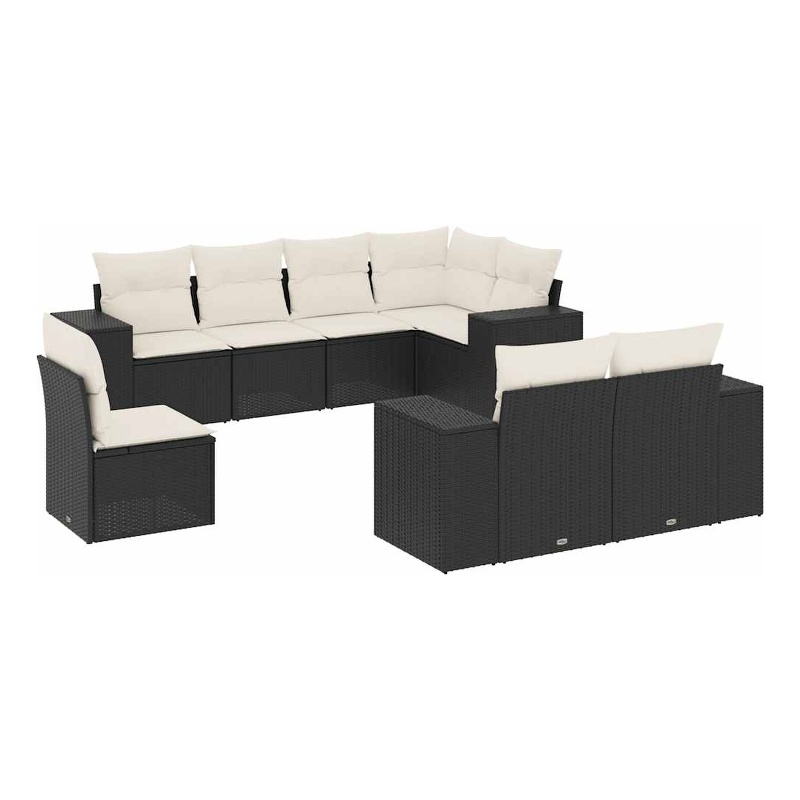 vidaXL 8 Piece Poly Rattan Sofa Set in Beige/Black