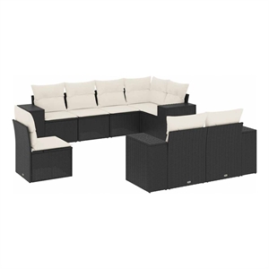 vidaXL 8 Piece Poly Rattan Sofa Set in Beige/Black