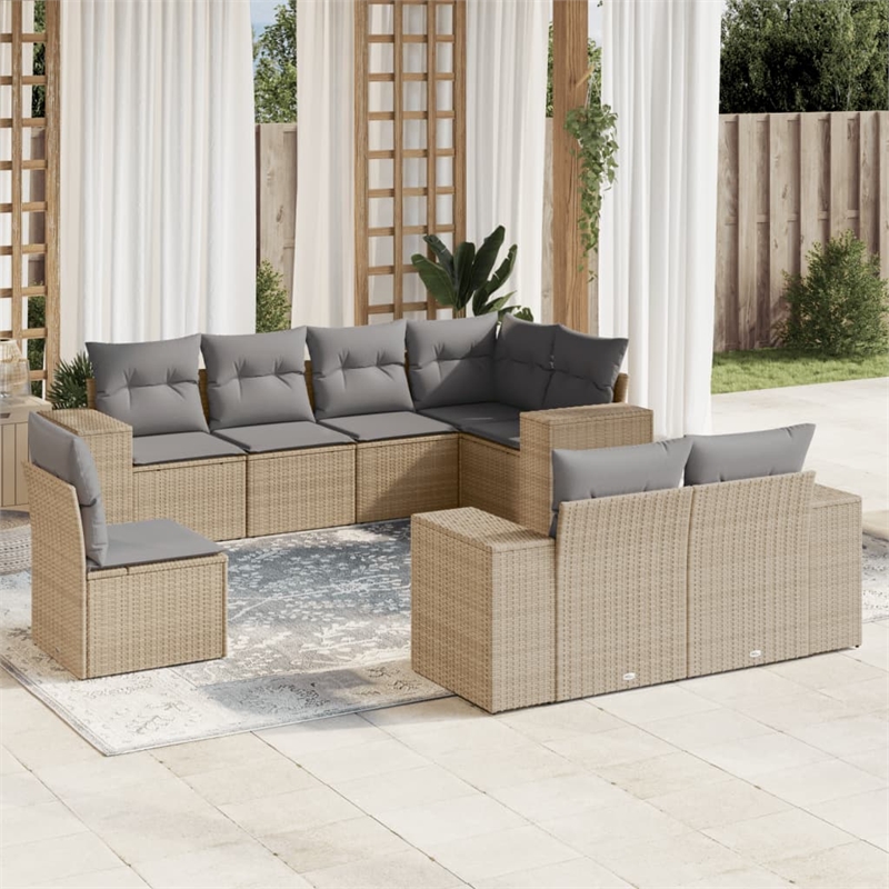 vidaXL 8 Piece Steel Sofa Set in Gray/Beige