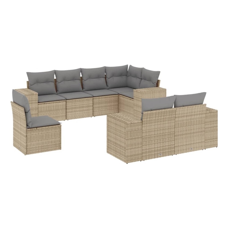vidaXL 8 Piece Steel Sofa Set in Gray/Beige