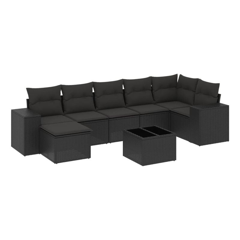 vidaXL 8 Piece Steel Sofa Set in Black