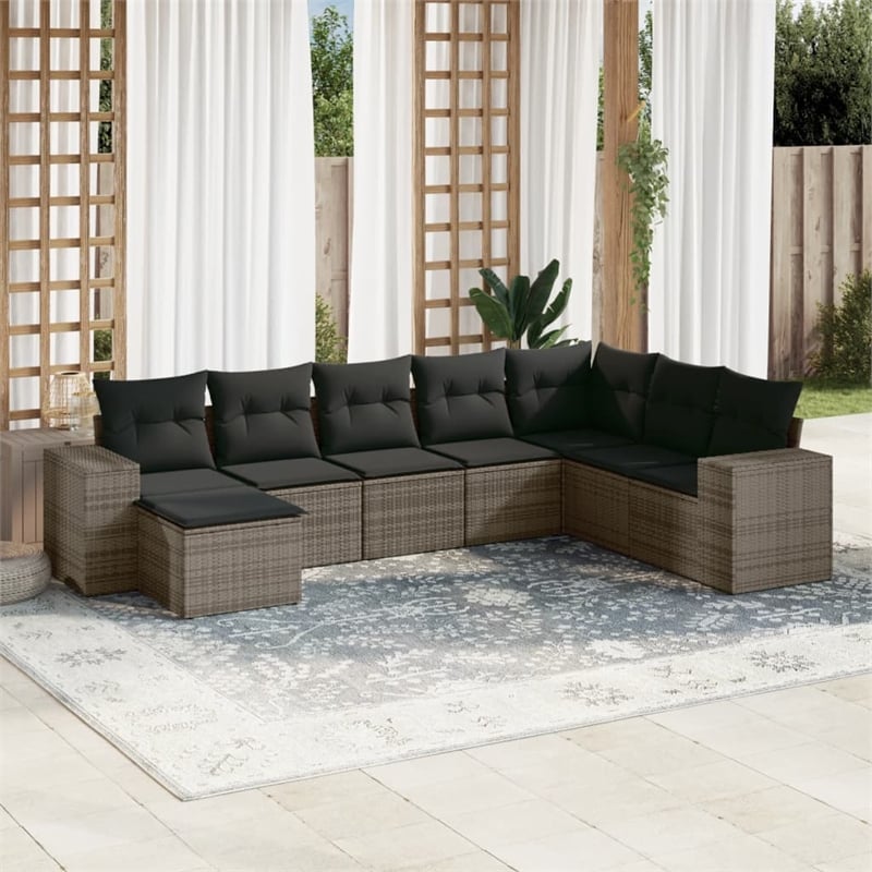 vidaXL 8 Piece Poly Rattan Sofa Set in Gray