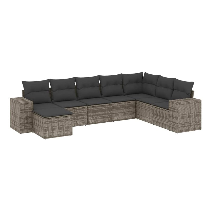 vidaXL 8 Piece Poly Rattan Sofa Set in Gray