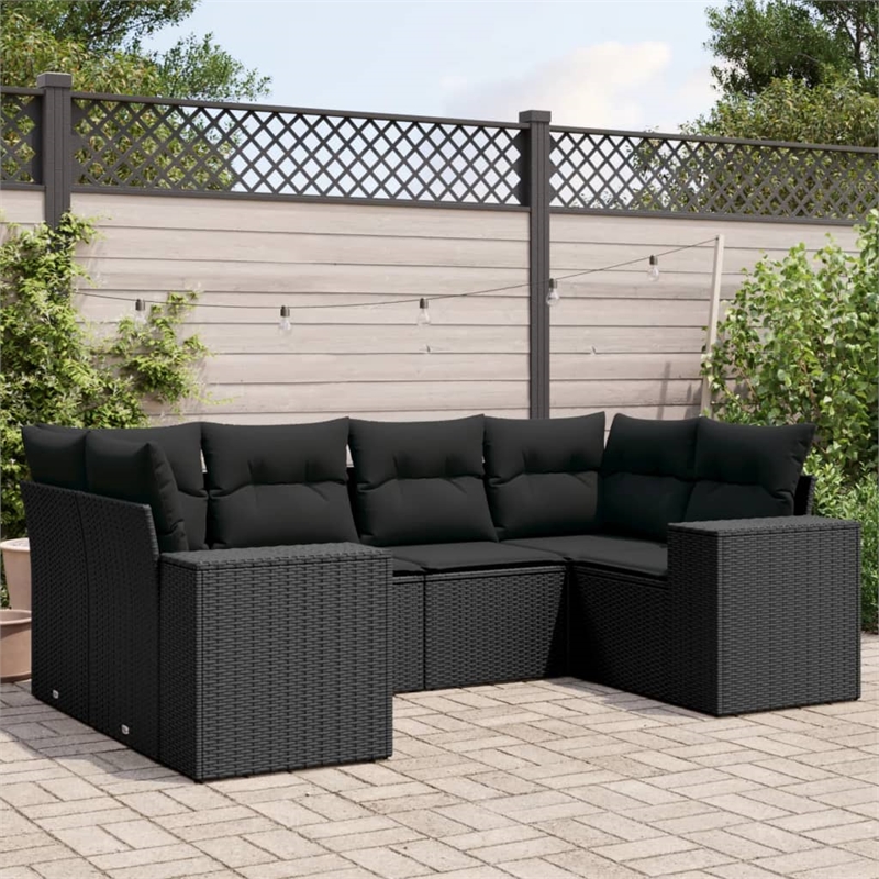 vidaXL 6 Piece Steel Sofa Set in Black