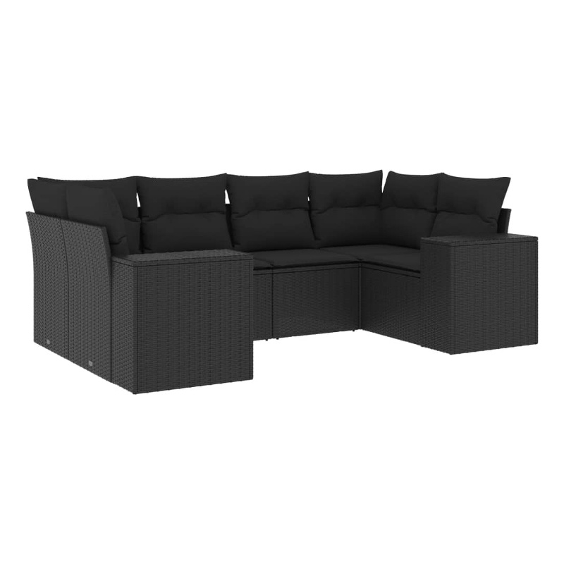 vidaXL 6 Piece Steel Sofa Set in Black
