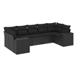 vidaXL 7 Piece Poly Rattan Large Sofa Set in Black