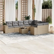 vidaXL 10 Piece Poly Rattan Sofa Set in Gray/Beige
