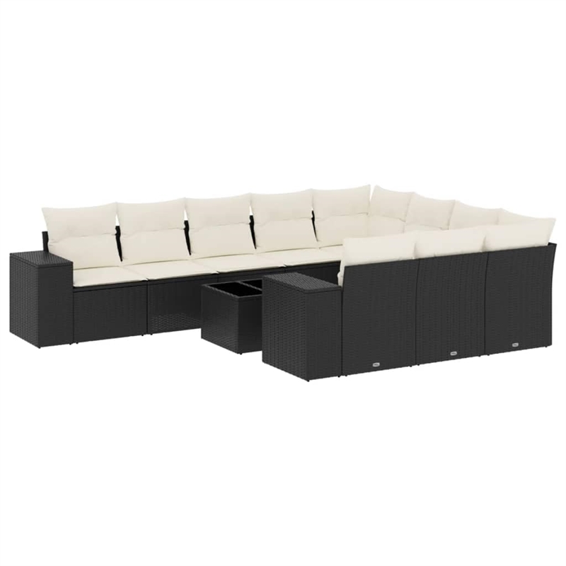 vidaXL Poly Rattan Large Sofa Set in Black