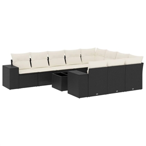 vidaXL Poly Rattan Large Sofa Set in Black
