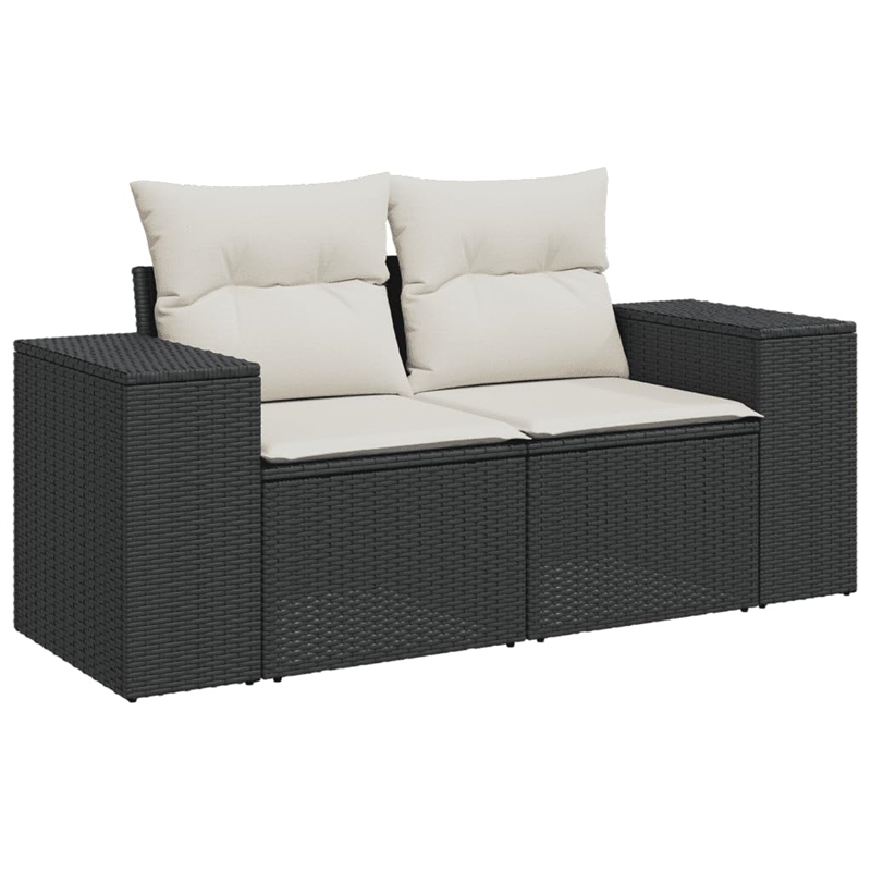 vidaXL Poly Rattan Large Sofa Set in Black