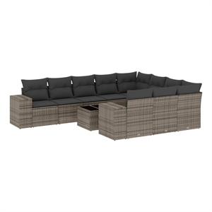 vidaXL 11 Piece Steel Sofa Set in Gray