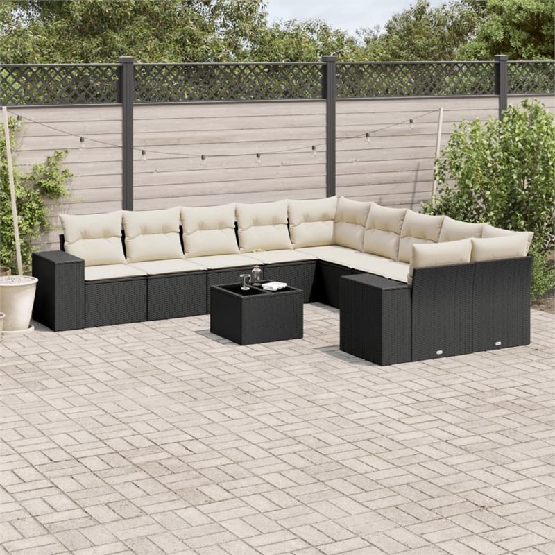 vidaXL 11 Piece Sofa Set in Black/White/Cream