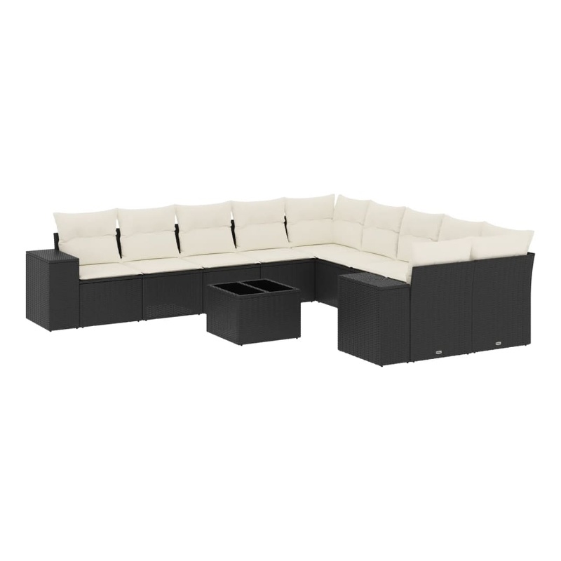 vidaXL 11 Piece Sofa Set in Black/White/Cream