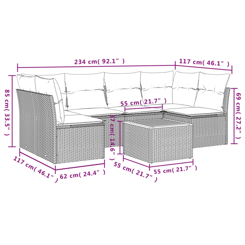 vidaXL Solid Acacia Wood Sofa Set in White/Cream/Beige