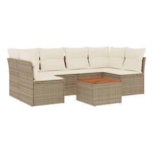 vidaXL Solid Acacia Wood Sofa Set in White/Cream/Beige