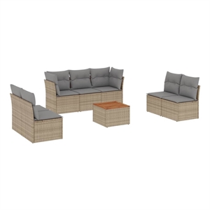 vidaXL 8 Piece Poly Rattan Sofa Set in Beige