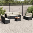 vidaXL 9 Piece Solid Acacia Wood Sofa Set in Black