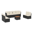 vidaXL 9 Piece Solid Acacia Wood Sofa Set in Black