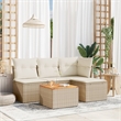 vidaXL 5 Piece Solid Acacia Wood Small Sofa Set in Beige