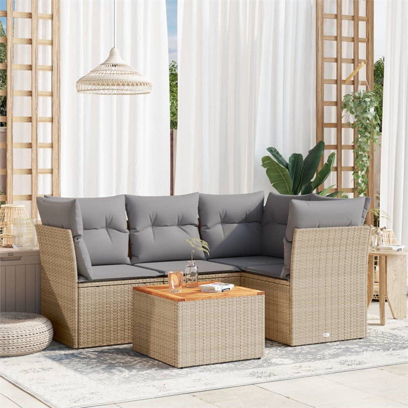 vidaXL 5 Piece Steel Sofa Set in Gray/Beige