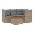 vidaXL 5 Piece Steel Sofa Set in Gray/Beige