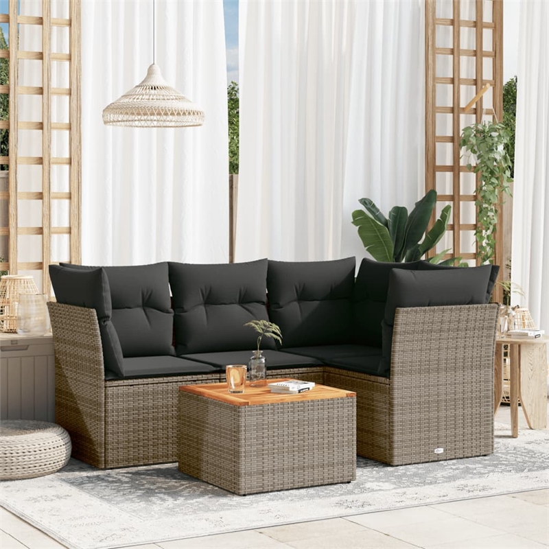 vidaXL Solid Acacia Wood Small Sofa Set in Gray