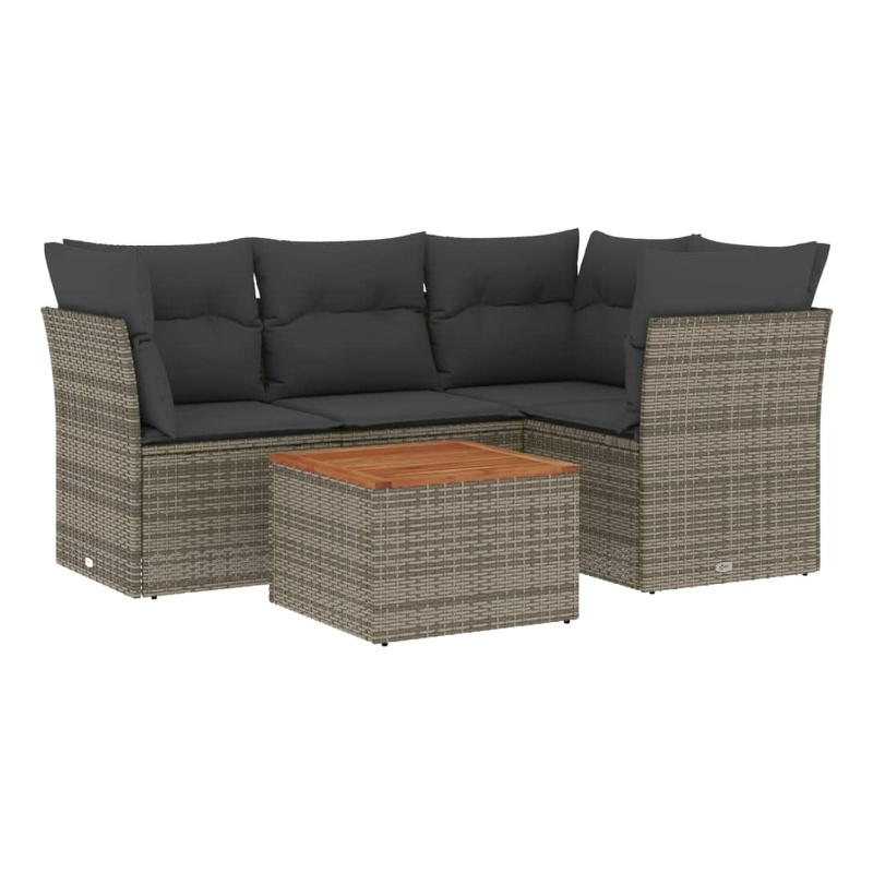 vidaXL Solid Acacia Wood Small Sofa Set in Gray
