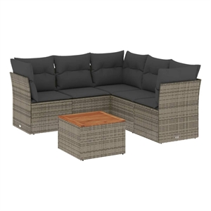 vidaXL 6 Piece Solid Acacia Wood Sofa Set in Gray