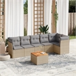 vidaXL 7 Piece Solid Acacia Wood Sofa Set in Gray/Beige