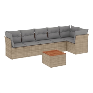 vidaXL 7 Piece Solid Acacia Wood Sofa Set in Gray/Beige