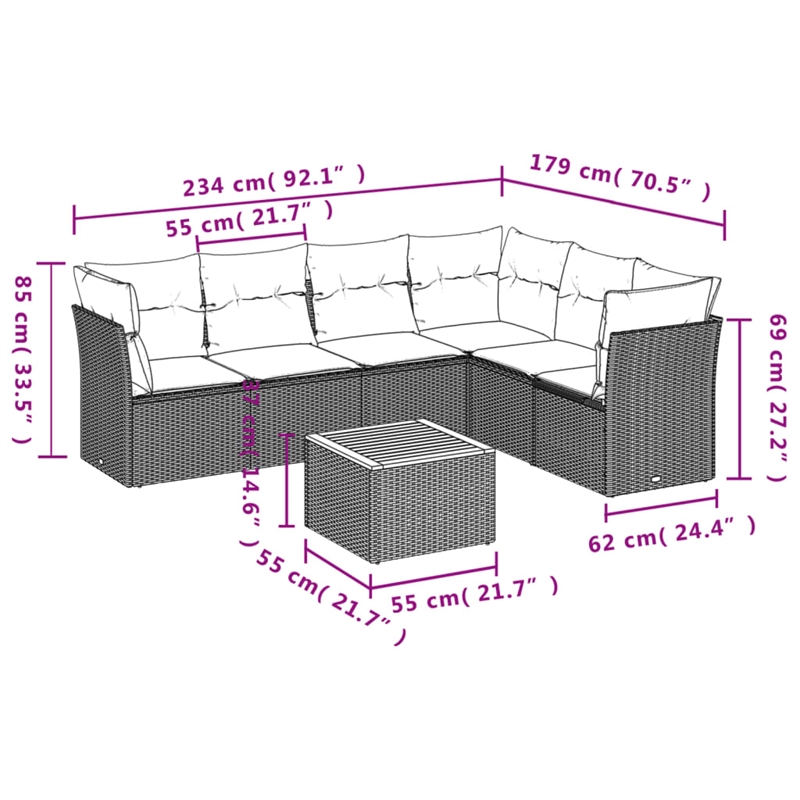 vidaXL 7 Piece Steel Sofa Set in Gray/Beige
