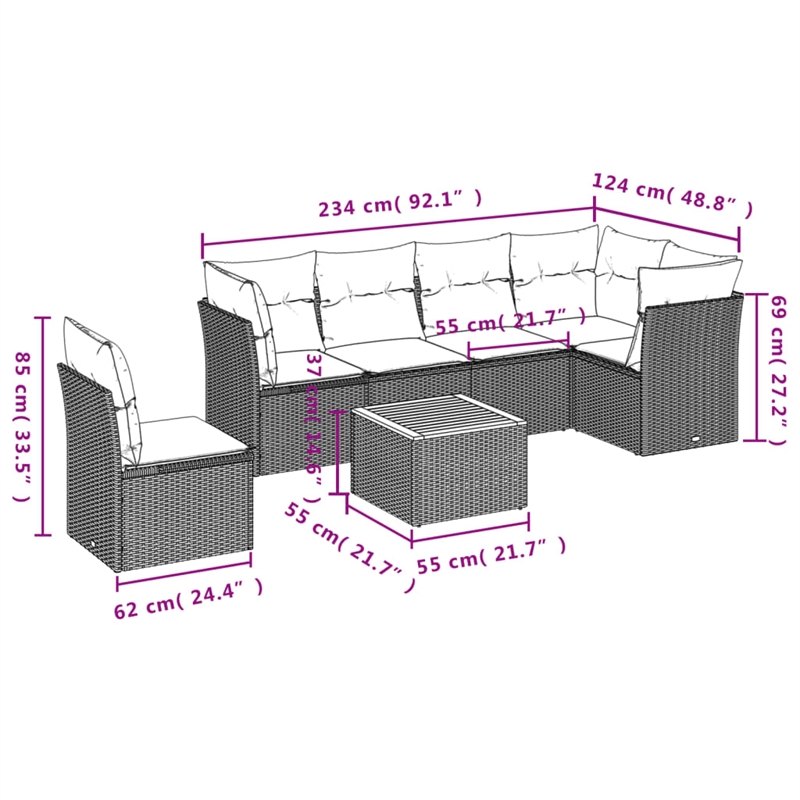 vidaXL 7 Piece Sofa Set in Beige