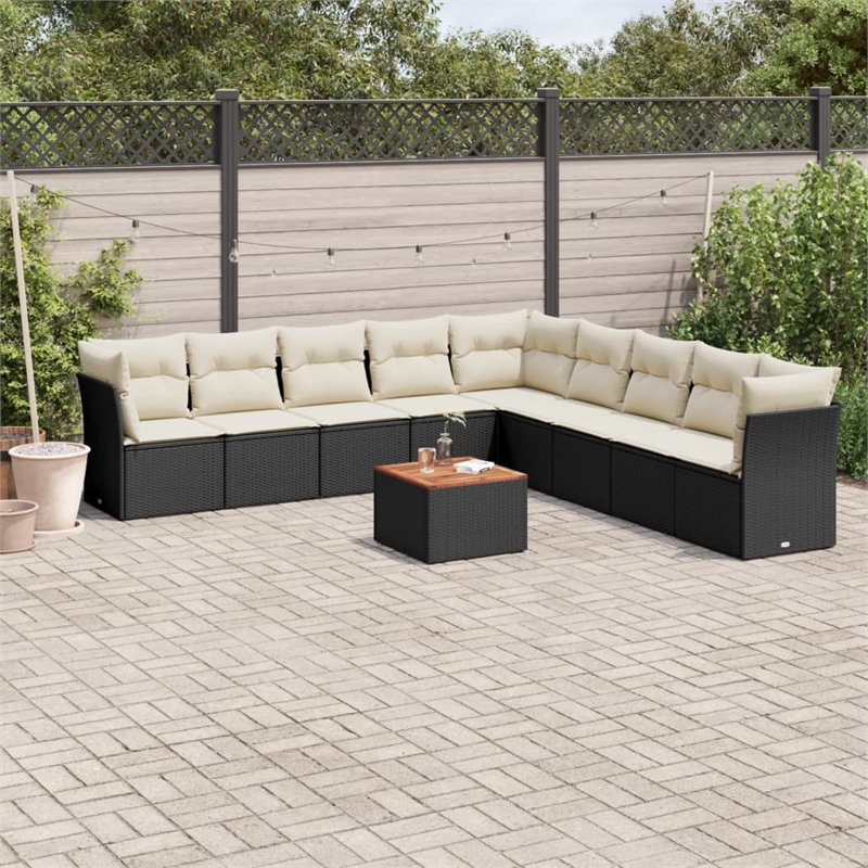 vidaXL 10 Piece Sofa Set in Black/Cream