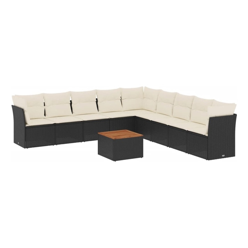 vidaXL 10 Piece Sofa Set in Black/Cream