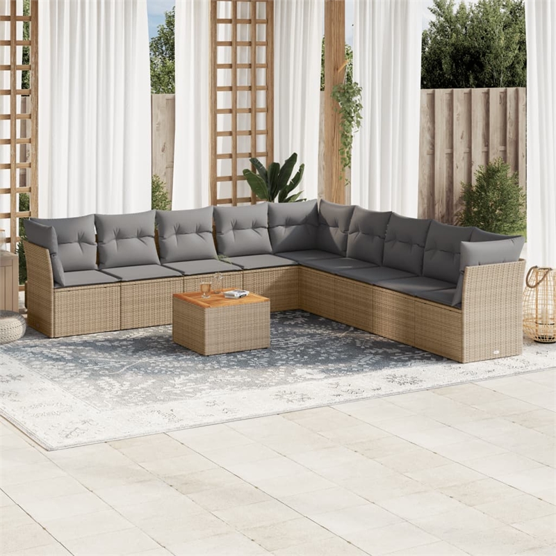 vidaXL 10 Piece Large Sofa Set in Beige