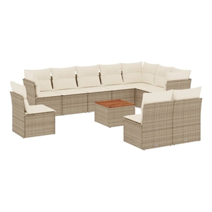 vidaXL 11 Piece Poly Rattan Sofa Set in Beige