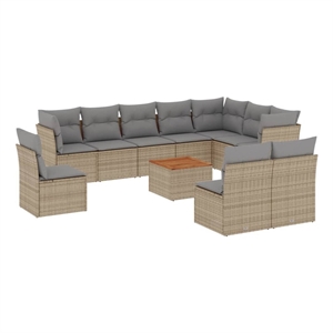 vidaXL 11 Piece Small Sofa Set in Gray/Beige