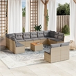 vidaXL 13 Piece Poly Rattan Sofa Set in Gray/Beige
