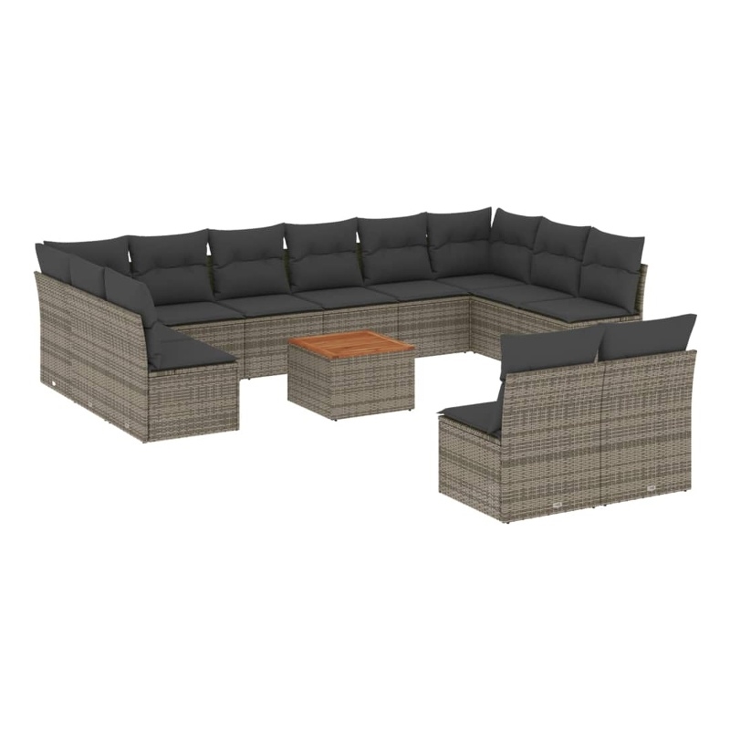 vidaXL 13 Piece Solid Acacia Wood Sofa Set in Gray