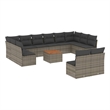 vidaXL 13 Piece Solid Acacia Wood Sofa Set in Gray