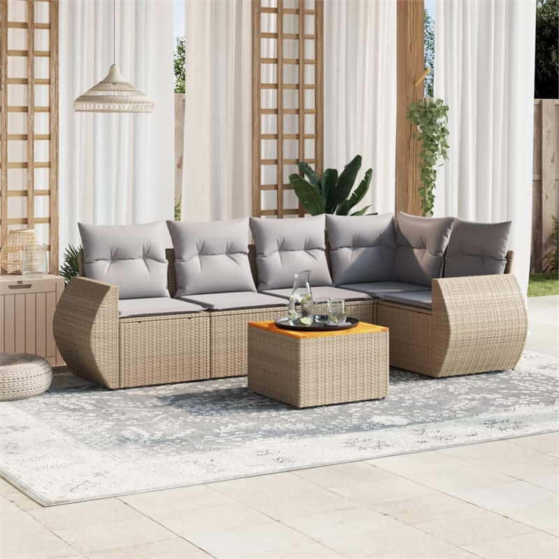 vidaXL 6 Piece Steel Sofa Set in Gray/Beige