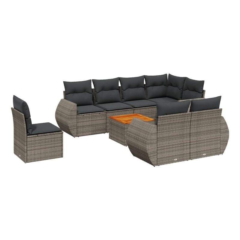 vidaXL 9 Piece Solid Acacia Wood Sofa Set in Gray