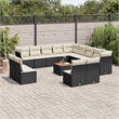 vidaXL 14 Piece Poly Rattan Sofa Set in Black/White/Cream